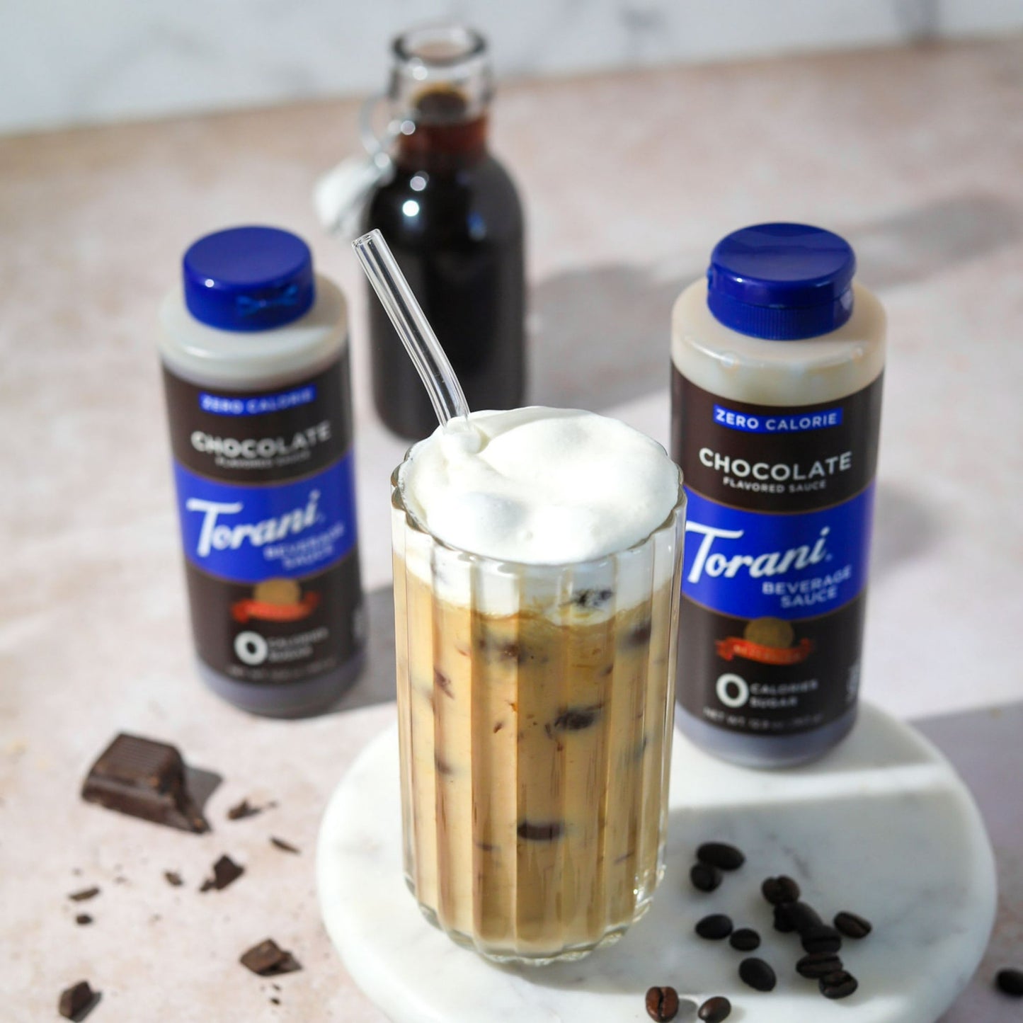 Torani Zero Calorie Beverage Sauce Bundle – French Vanilla & Chocolate (12.8 fl oz each) (Pack of 2)