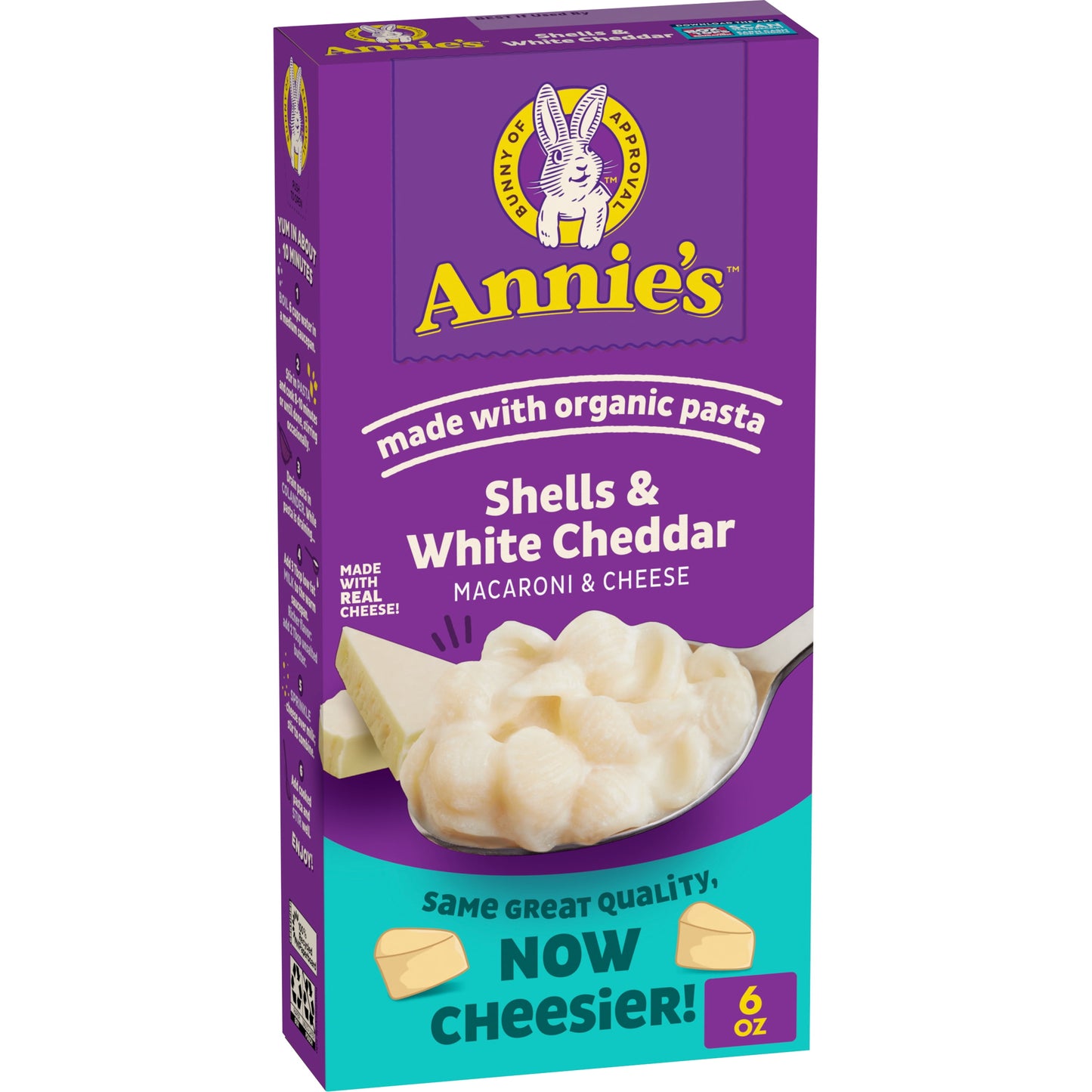 Annie's White Cheddar Shells Macaroni and Cheese with Organic Pasta, 6 oz (Pack of 4)