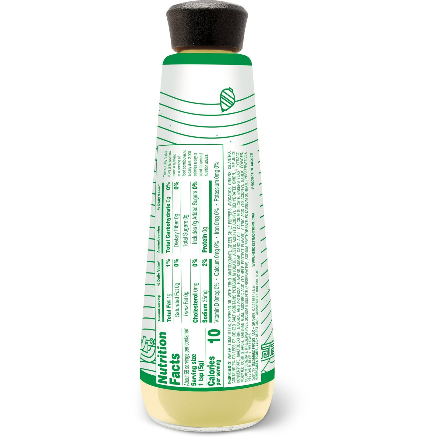 HERDEZ Avocado Hot Sauce, Taco Topping, Shelf Stable, 12 oz Glass Bottle