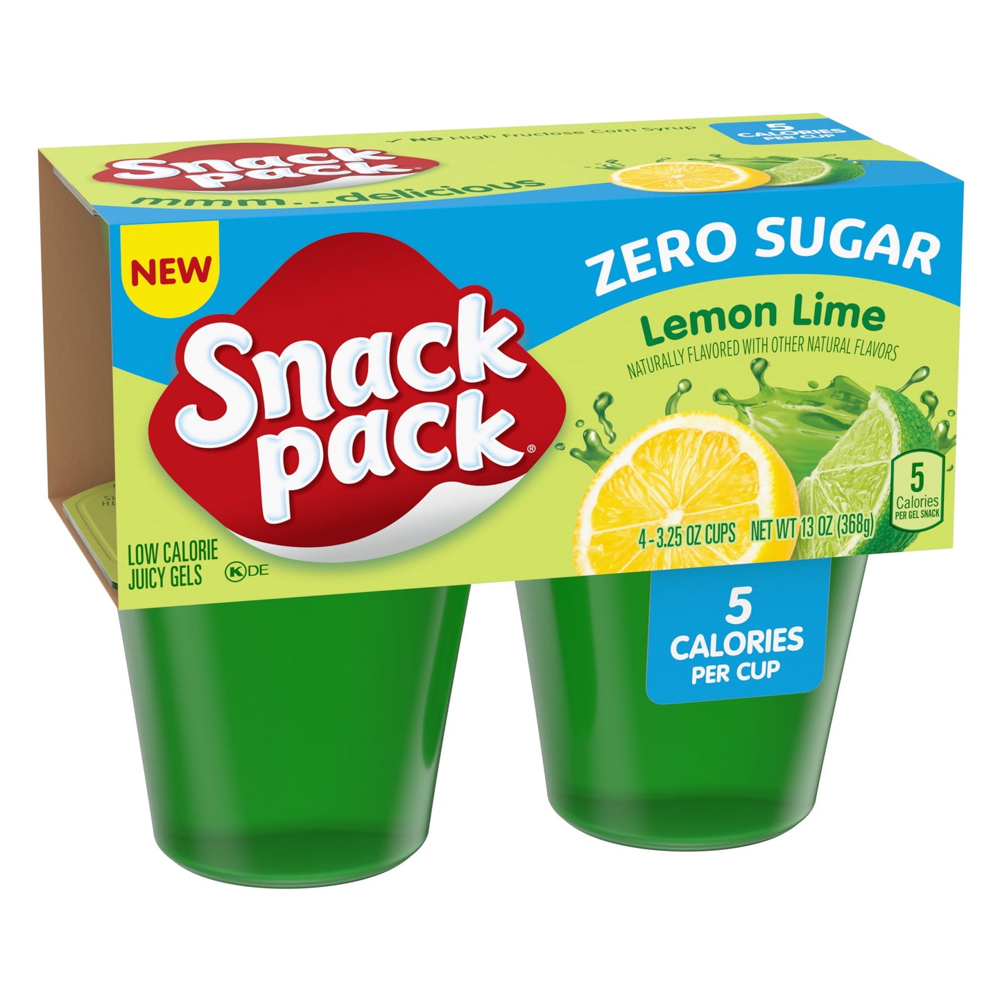 Snack Pack Zero Sugar Lemon Lime Flavored Low Calorie Juicy Gels, 3.25 oz. 4-Count, Pack of 2