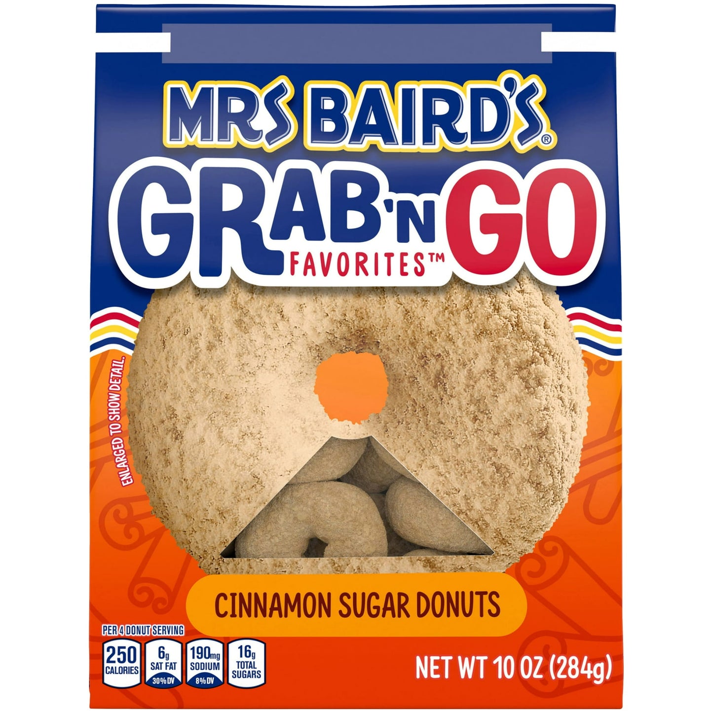 Mrs Baird's Grab 'n Go Favorites Cinnamon Sugar Donuts, 10 oz, Donuts, Bag, Pack of 4