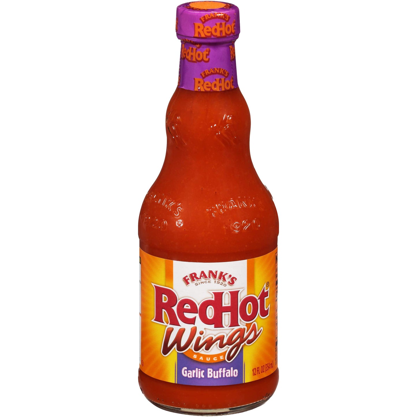 Frank's RedHot Garlic Buffalo Wings Hot Sauce, 12 fl oz (Pack of 4)