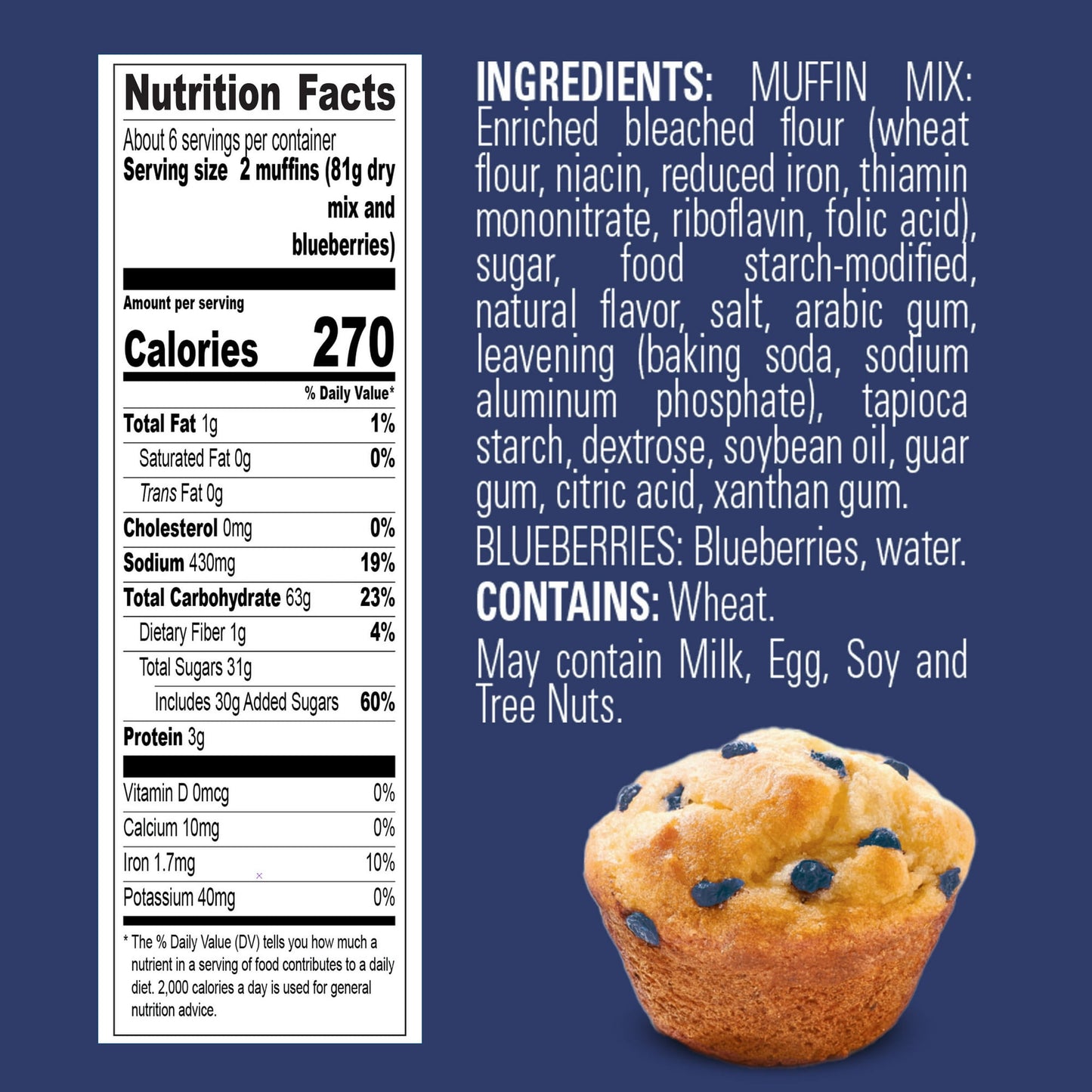 Krusteaz Wild Blueberry Muffin Mix, Blueberry Muffins Made With Real Blueberries, 17.1 oz Box ( Pack of 4)