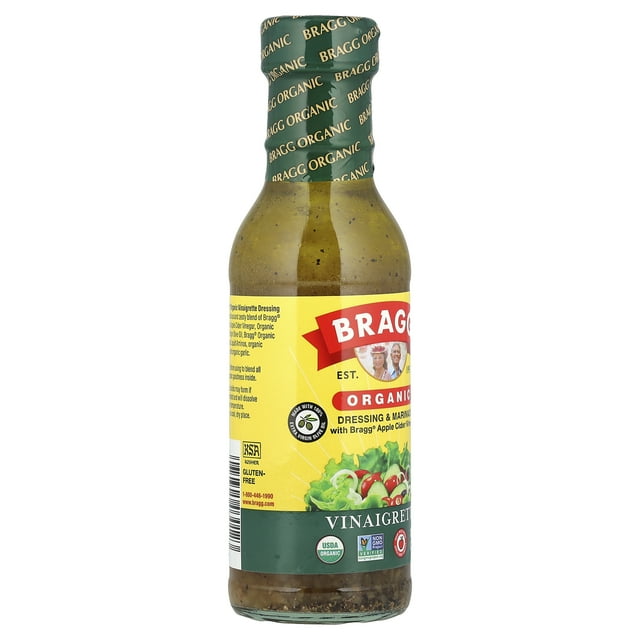 Bragg Organic Vinaigrette Salad Dressing and Marinade with Apple Cider Vinegar, 12 fl oz Bottle, Pack of 4