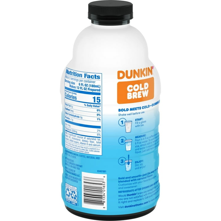 Dunkin Caramel Flavored Cold Brew Coffee Concentrate, 31 Oz. (Pack of 2)