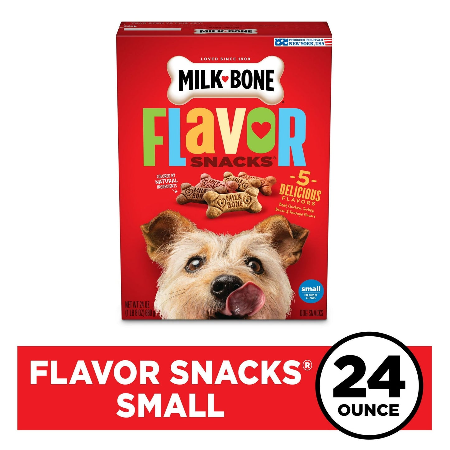 Milk Bone Flavor Snacks Small Dog Biscuits, Flavored Crunchy Dog Treats, 24 oz, Pack of 2