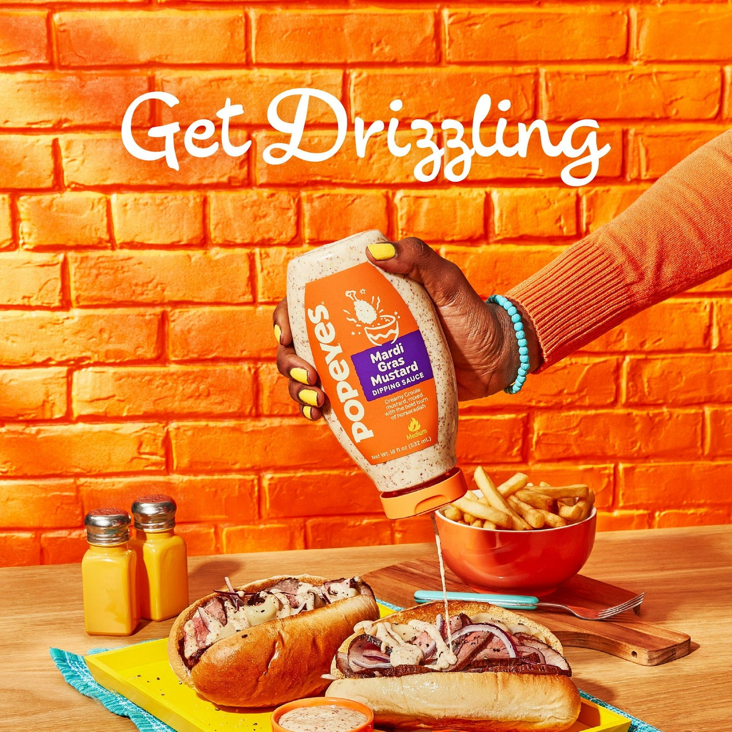 Popeyes Louisiana Kitchen Mardi Gras Mustard Dipping Sauce, 18 oz Bottle (Pack of 4)