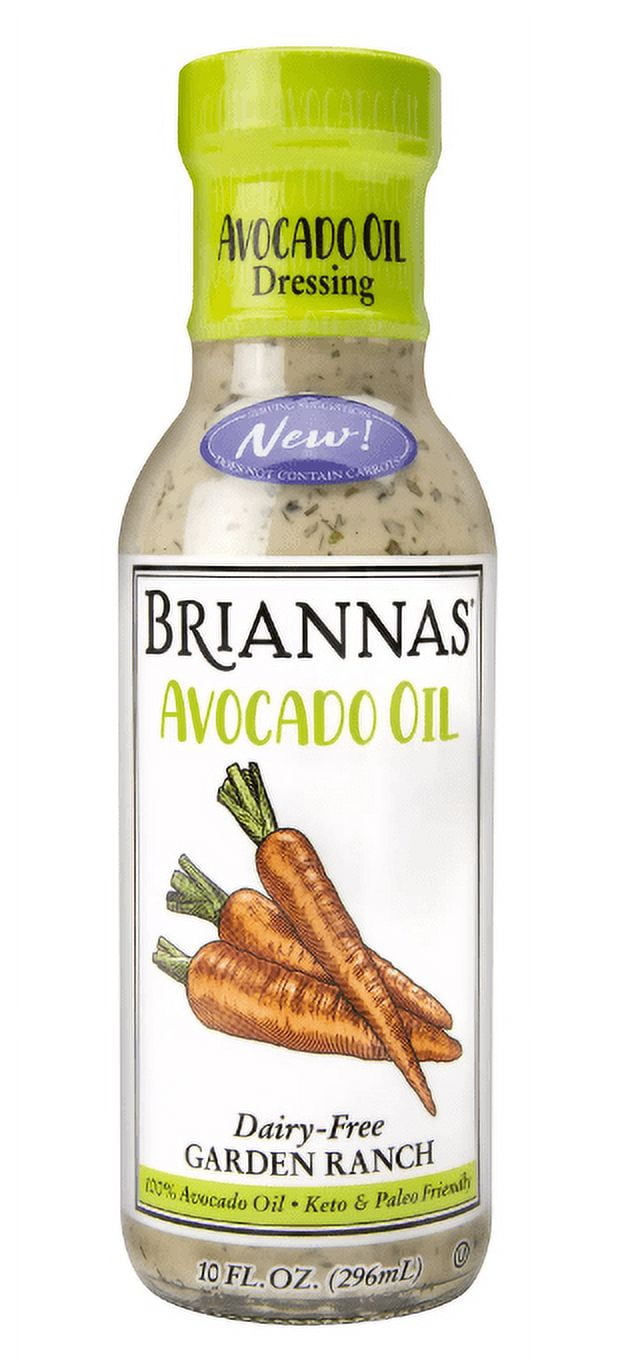 BRIANNAS Avocado Oil Dairy Free Garden Ranch Dressing, 10 FL OZ (Pack of 2)