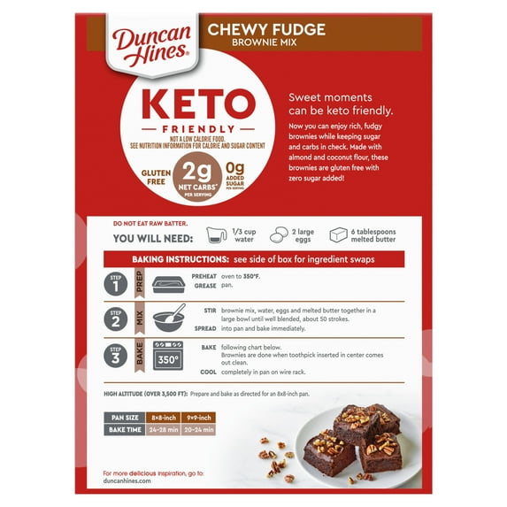 Duncan Hines Keto Friendly Chewy Fudge Brownie Mix, 10 oz, Pack of 4