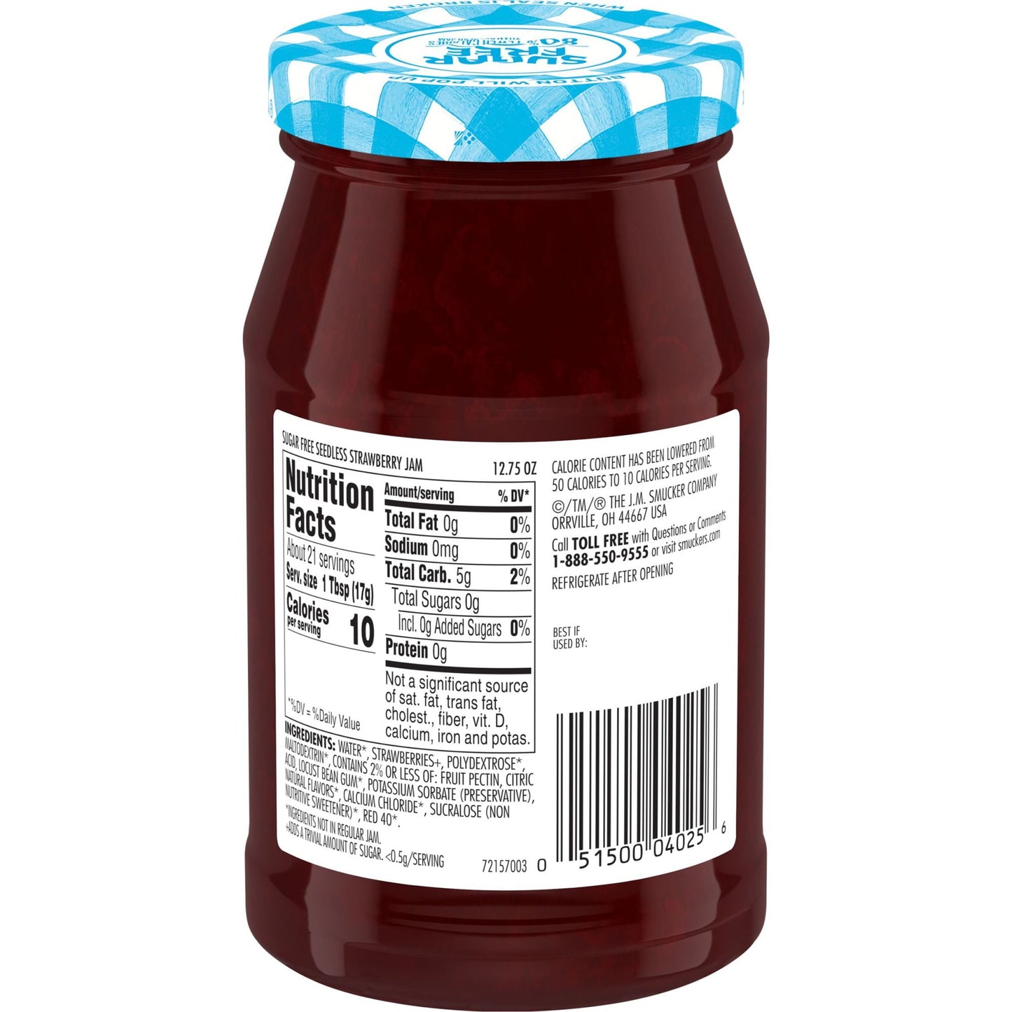 Smucker's Sugar Free Seedless Strawberry Jam with Splenda Brand Sweetener, 12.75 Ounces (Pack of 2)