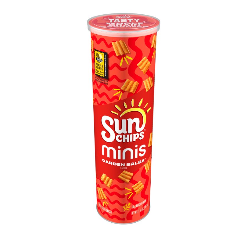 SunChips Minis Garden Salsa Flavored Canister, 3.75 oz, Pack of 3