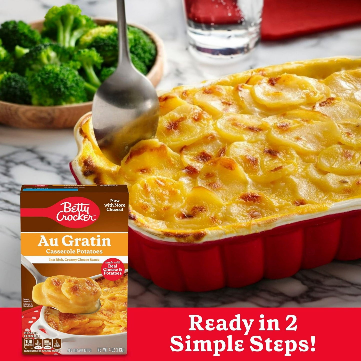 Betty Crocker Au Gratin Casserole Potatoes, Made with Real Cheese, 4 oz Box, Pack of 4