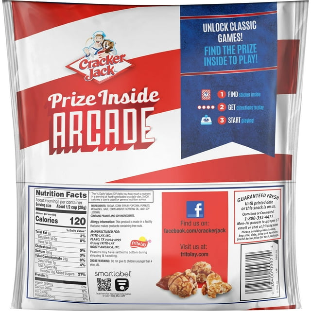 Cracker Jack Crunchy Caramel Coated Popcorns & Peanuts 8.5oz Bag, Pack of 2