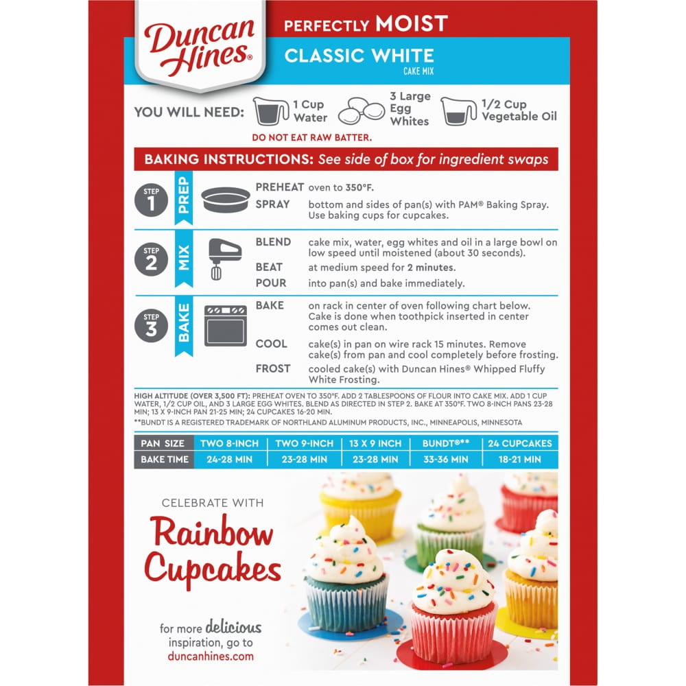 Duncan Hines Perfectly Moist Classic White Cake Mix, 15.25 oz, Pack of 2