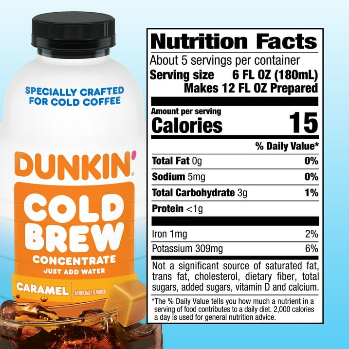 Dunkin Caramel Flavored Cold Brew Coffee Concentrate, 31 Oz. (Pack of 2)