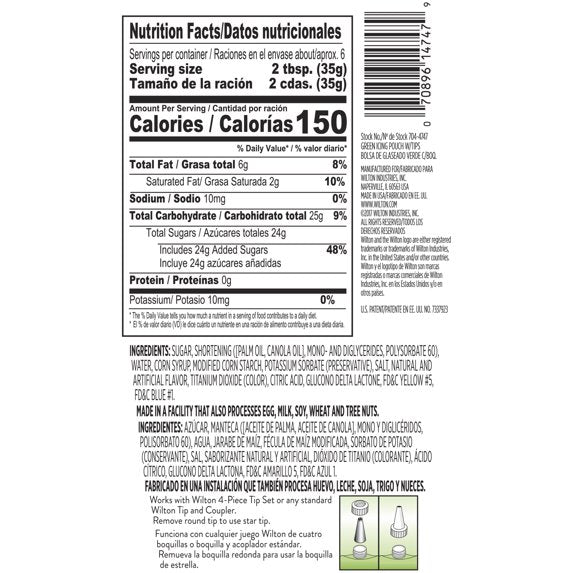 Wilton Green Buttercream Icing Pouch with Star and Round Tips, 8 oz, Pack of 2
