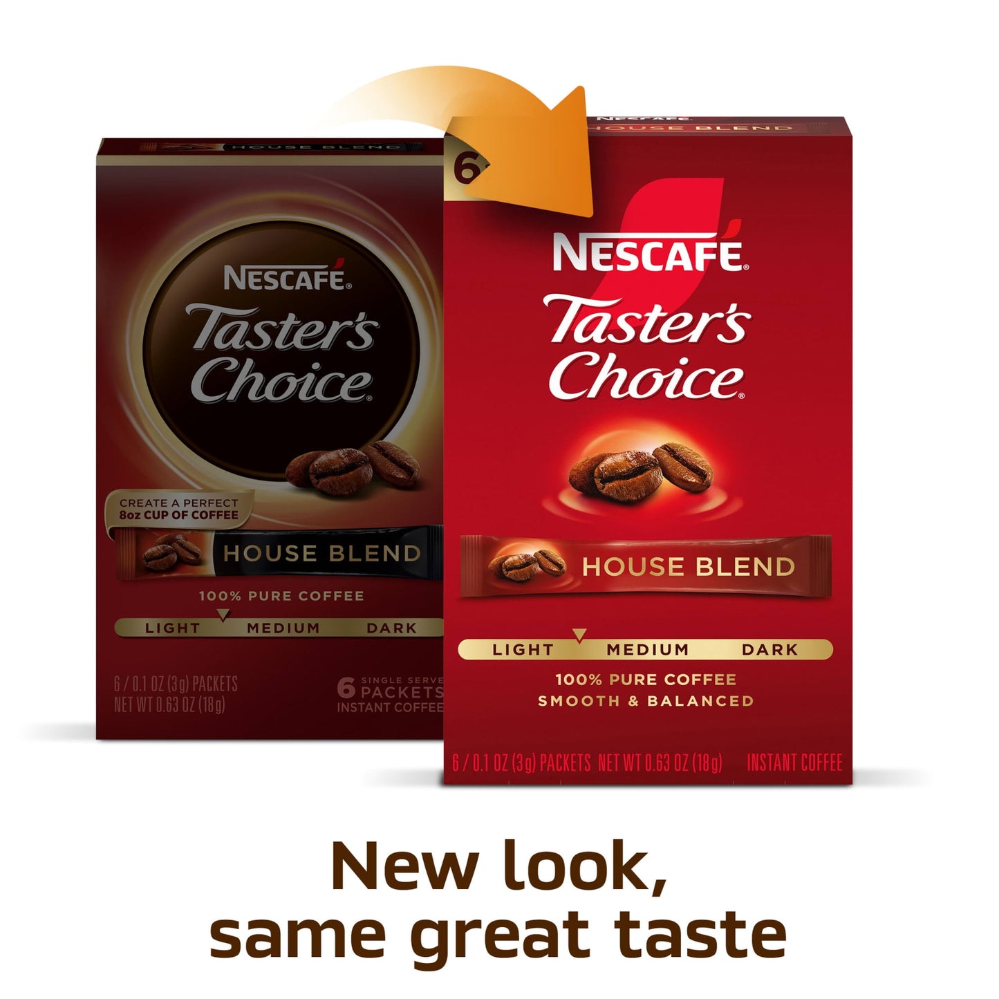 NESCAFÉ Taster's Choice House Blend, Light Medium Roast Instant Coffee, 1 Box, 6 Packets(Pack of 2)