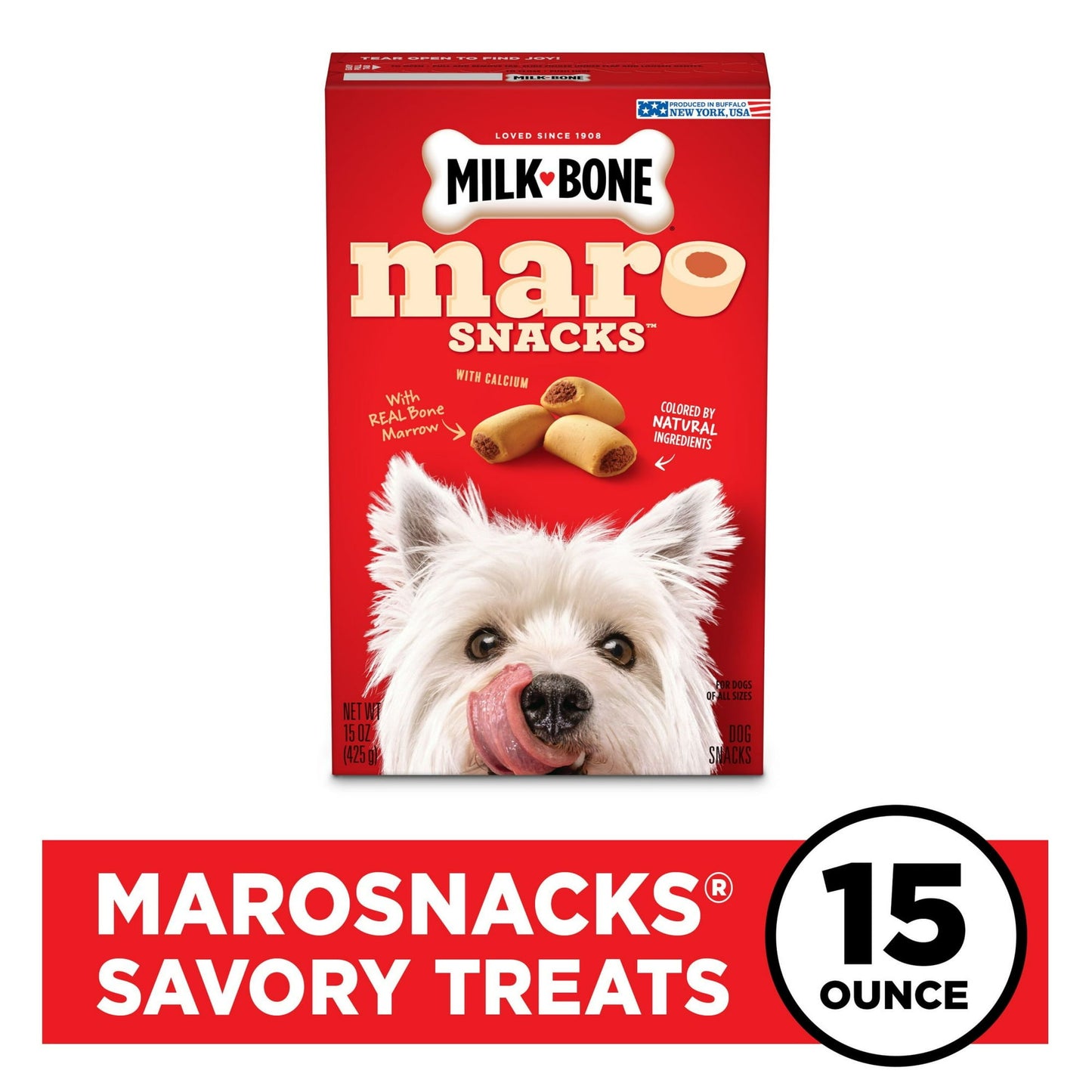 Milk Bone MaroSnacks Small Dog Treats With Bone Marrow, 15 ozs, Pack of 4