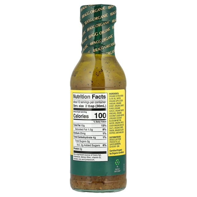 Bragg Organic Vinaigrette Salad Dressing and Marinade with Apple Cider Vinegar, 12 fl oz Bottle, Pack of 4