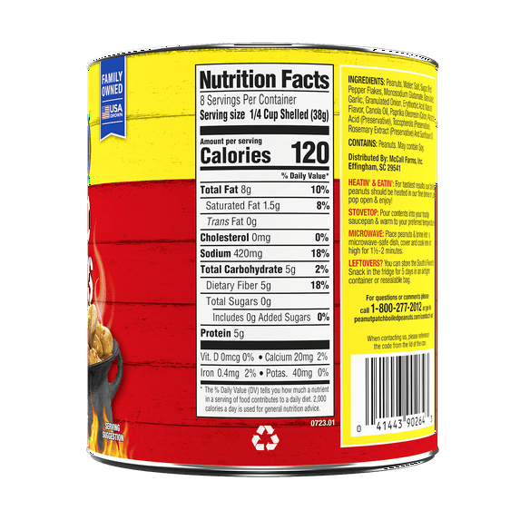 Peanut Patch Hot & Spicy Boiled Canned Peanuts, 25 oz Can (Pack of 2)
