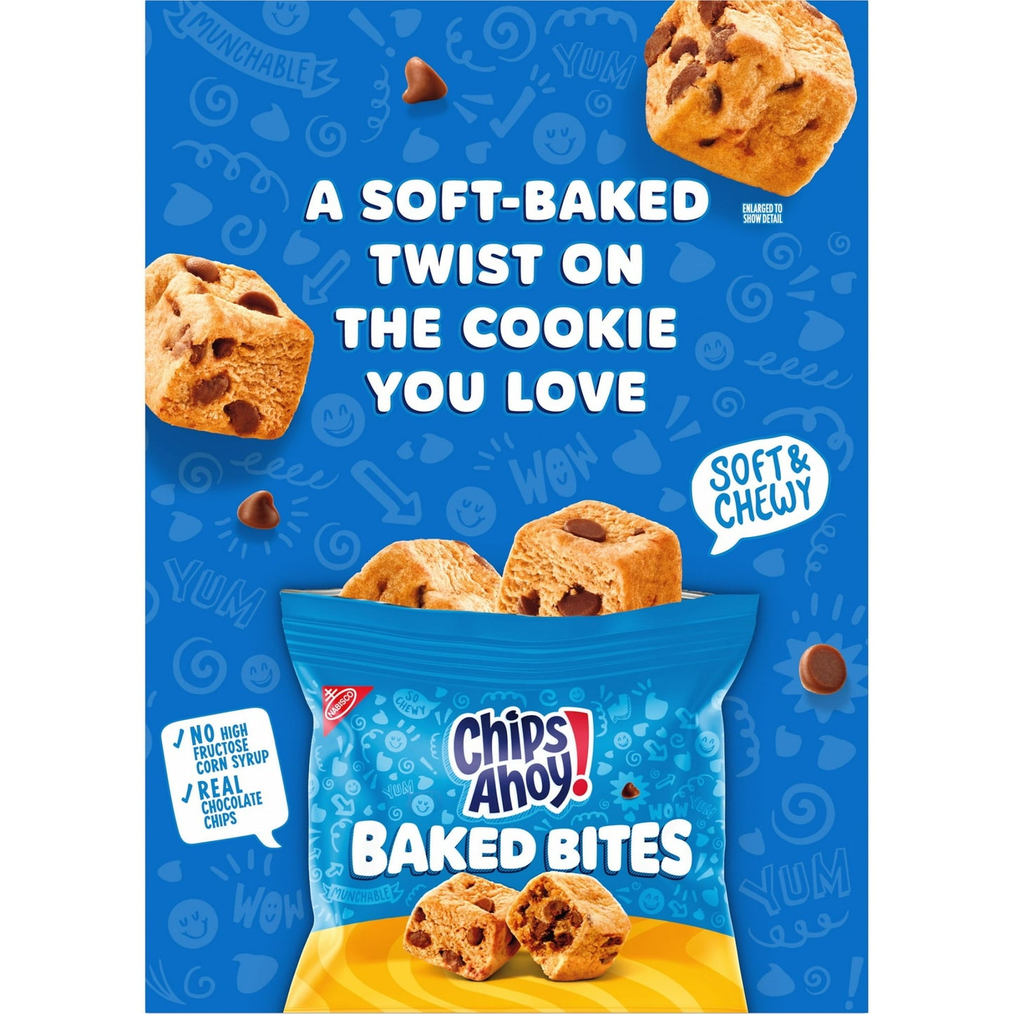 CHIPS AHOY! Chocolate Chip Cake Bites, Baked Blondie, 5 - 1.5 oz Packs Shelf Stable Cardboard Box, Pack of 2