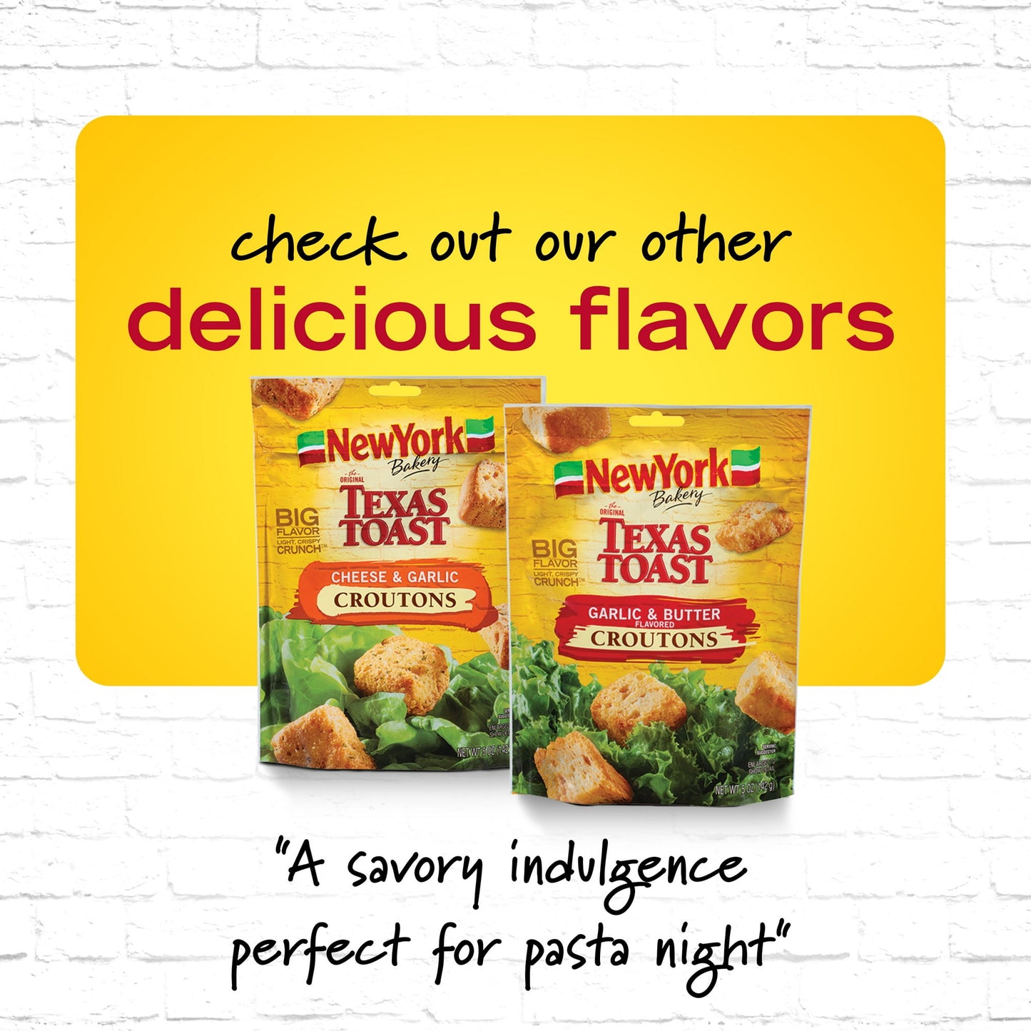 New York Bakery Texas Toast Cheese and Garlic Croutons, 5 oz Bag (Pack of 2)