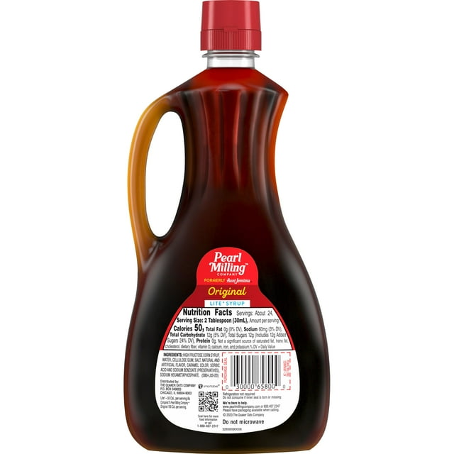 Pearl Milling Company Lite Pancake & Waffle Syrup Original, 24 fl oz Bottle, Pack of 4