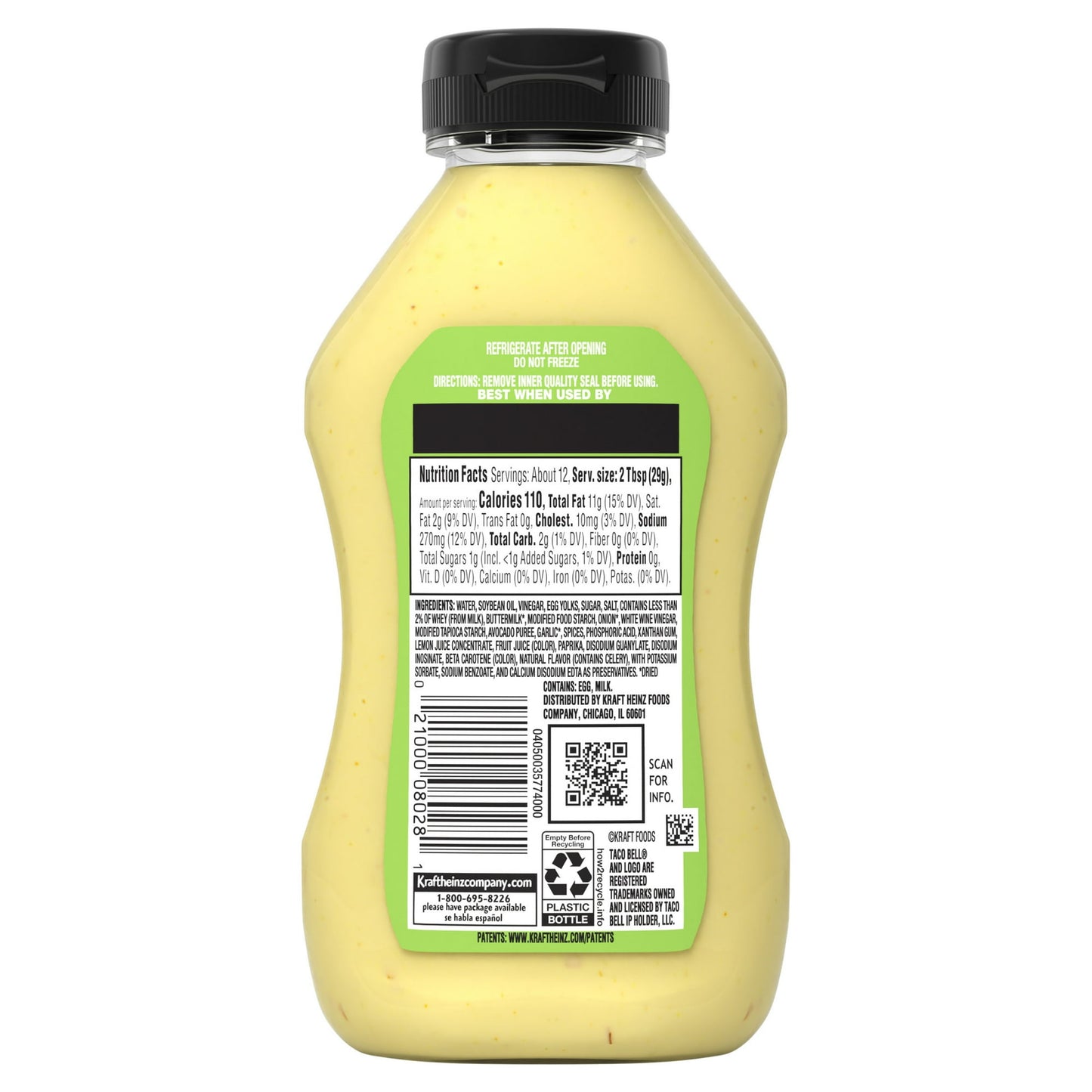 Taco Bell Creamy Avocado Ranch Sauce, 12 fl. oz. (Pack of 2)