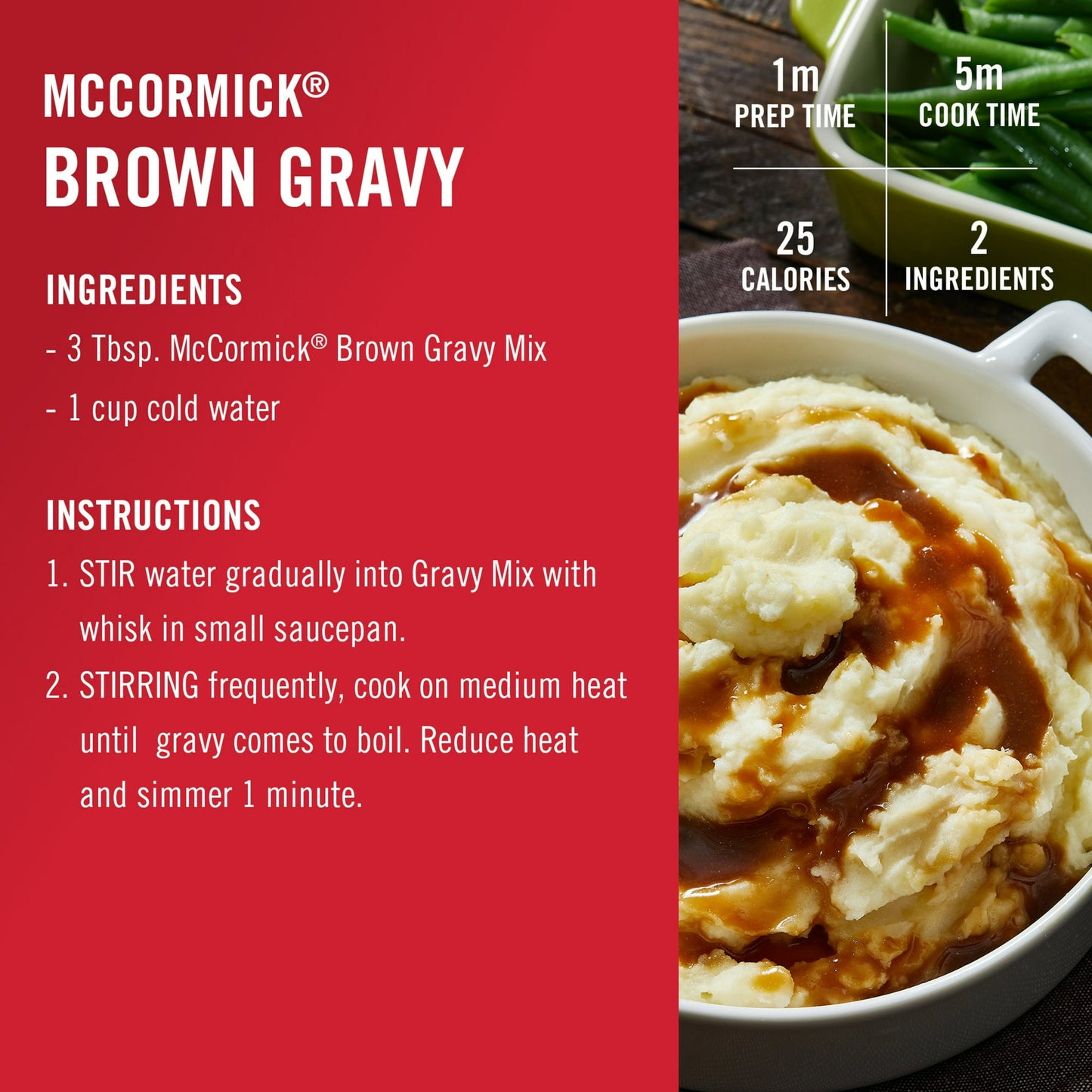 McCormick No Artificial Flavors Brown Gravy Seasoning Mix Bottle, 21 oz Bottle (Pack of 4)