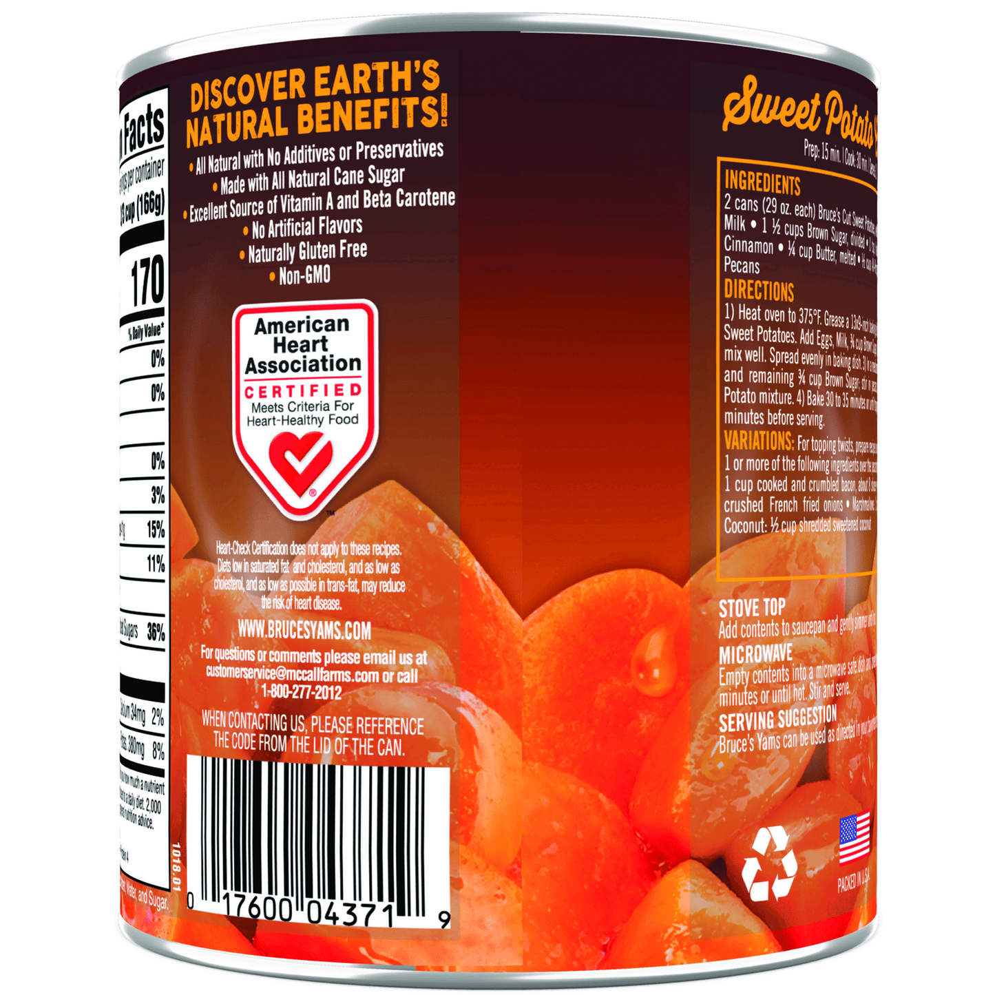 Bruce's Yams Cut Sweet Potatoes in Syrup, Canned Vegetables, 29 oz (Pack of 2)