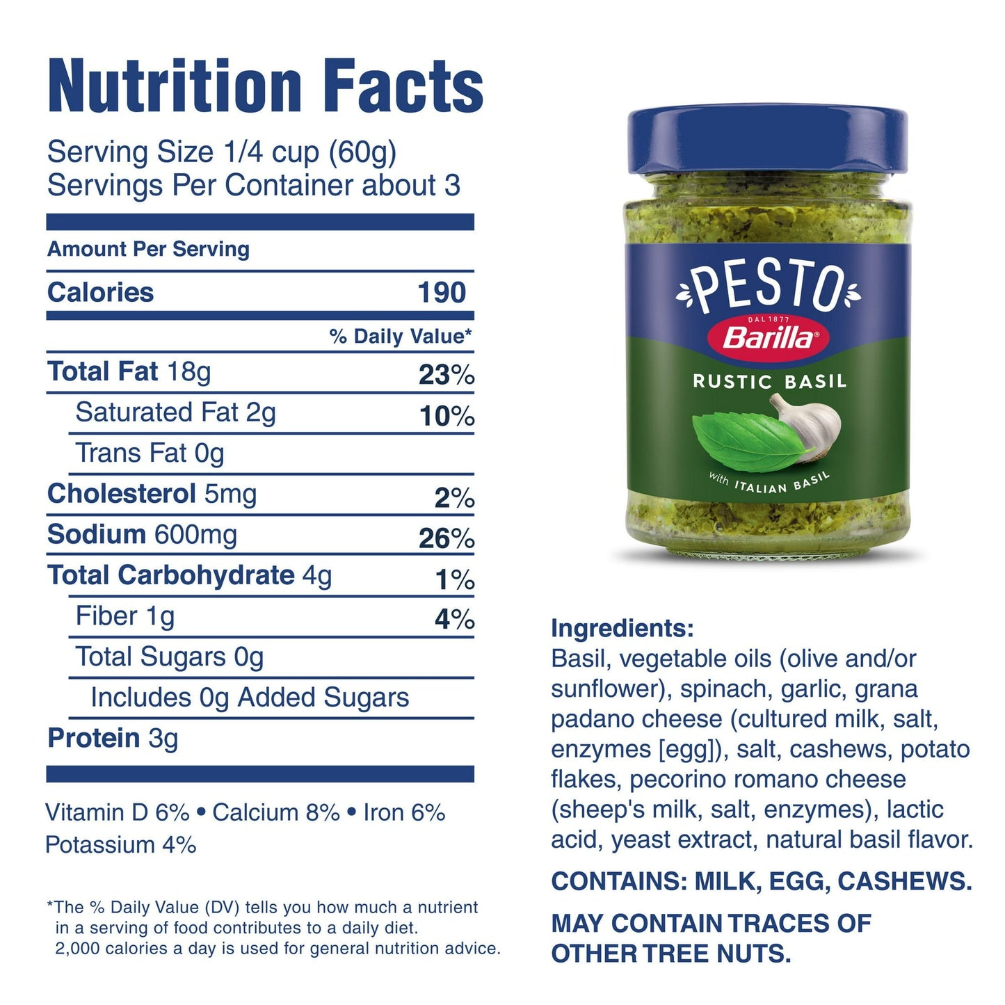 Barilla Rustic Basil Pesto Sauce - 6.5oz pack of 2