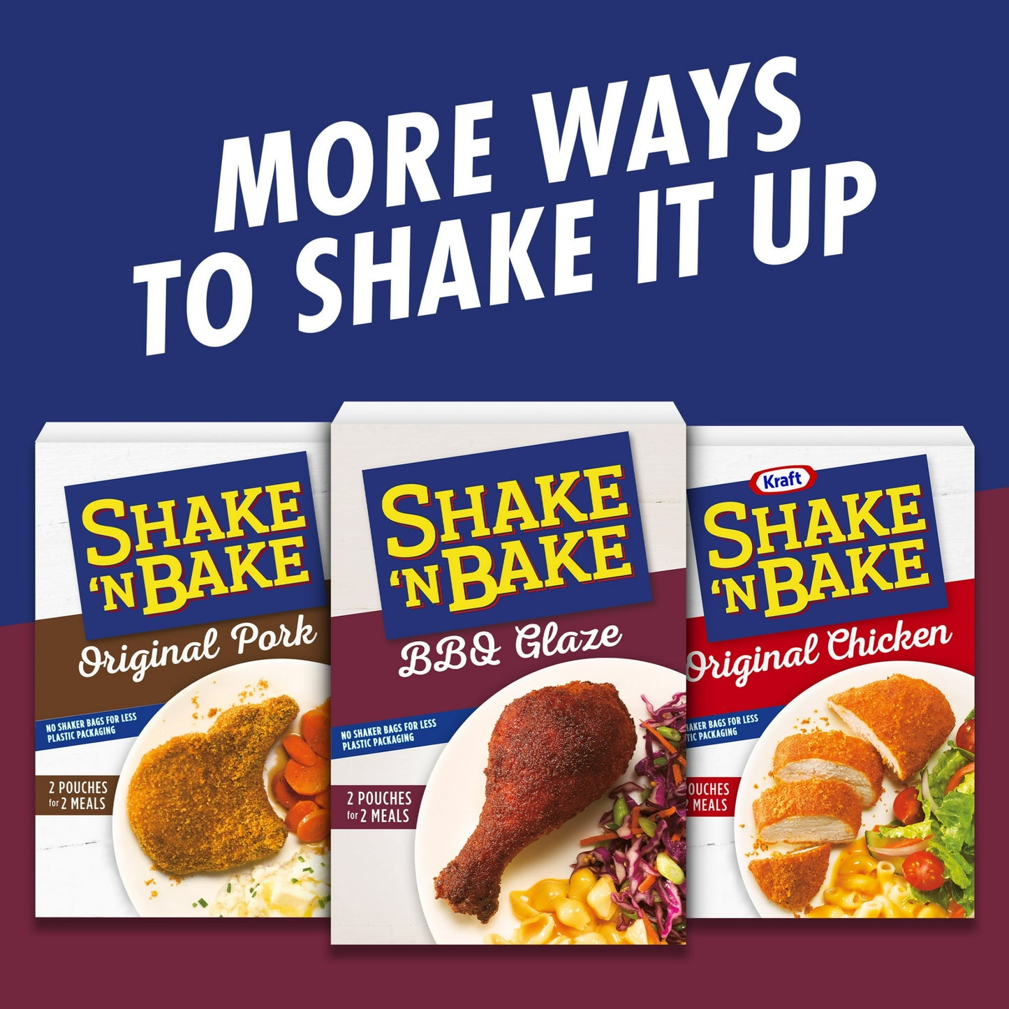 Shake 'N Bake BBQ Glaze Seasoned Coating Mix, 6 oz Box, 2 ct Packets, Pack of 2