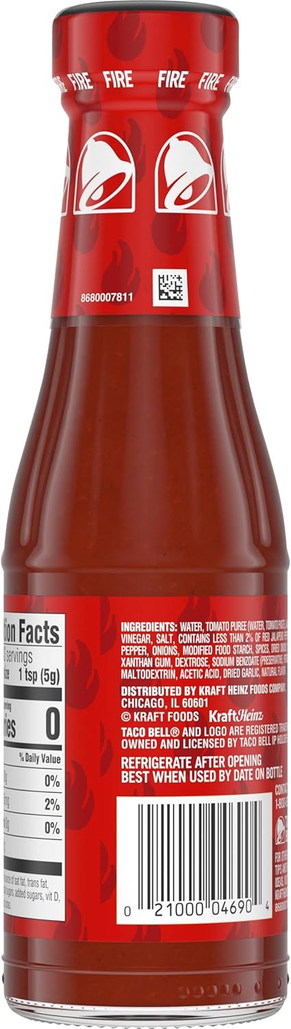 Taco Bell Fire Sauce Glass Bottle, 7.5 OZ (Pack of 3)