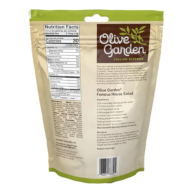 Olive Garden, Seasoned Croutons, Garlic and Romano, 5 oz Bag (Pack of 4)