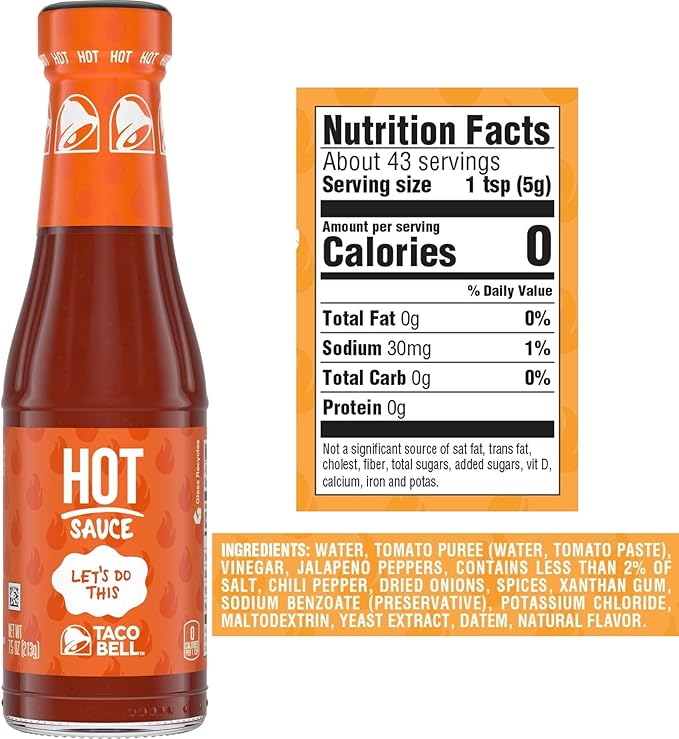 Taco Bell Hot Sauce, 7.5 oz (Pack of 4)