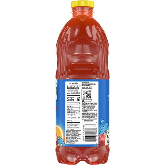 Capri Sun Fruit Punch Flavored Juice Drink Blend, 64 oz Bottle, Pack of 2