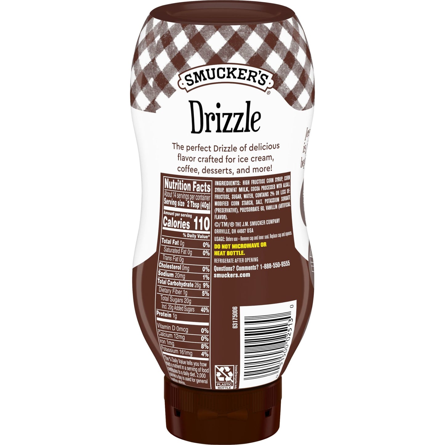 Smucker’s Drizzle Chocolate Flavored Syrup, 20 Oz. Squeeze Bottle, Pack of 4