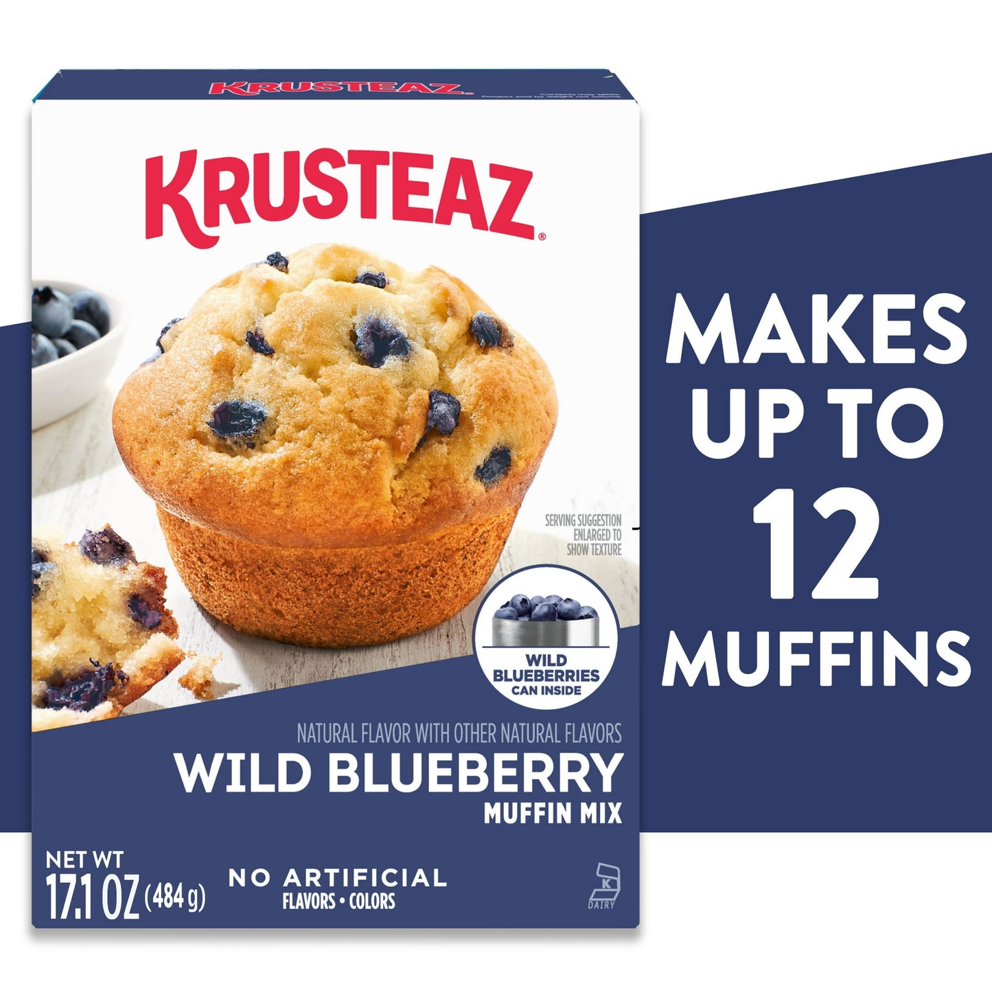 Krusteaz Wild Blueberry Muffin Mix, Blueberry Muffins Made With Real Blueberries, 17.1 oz Box ( Pack of 4)