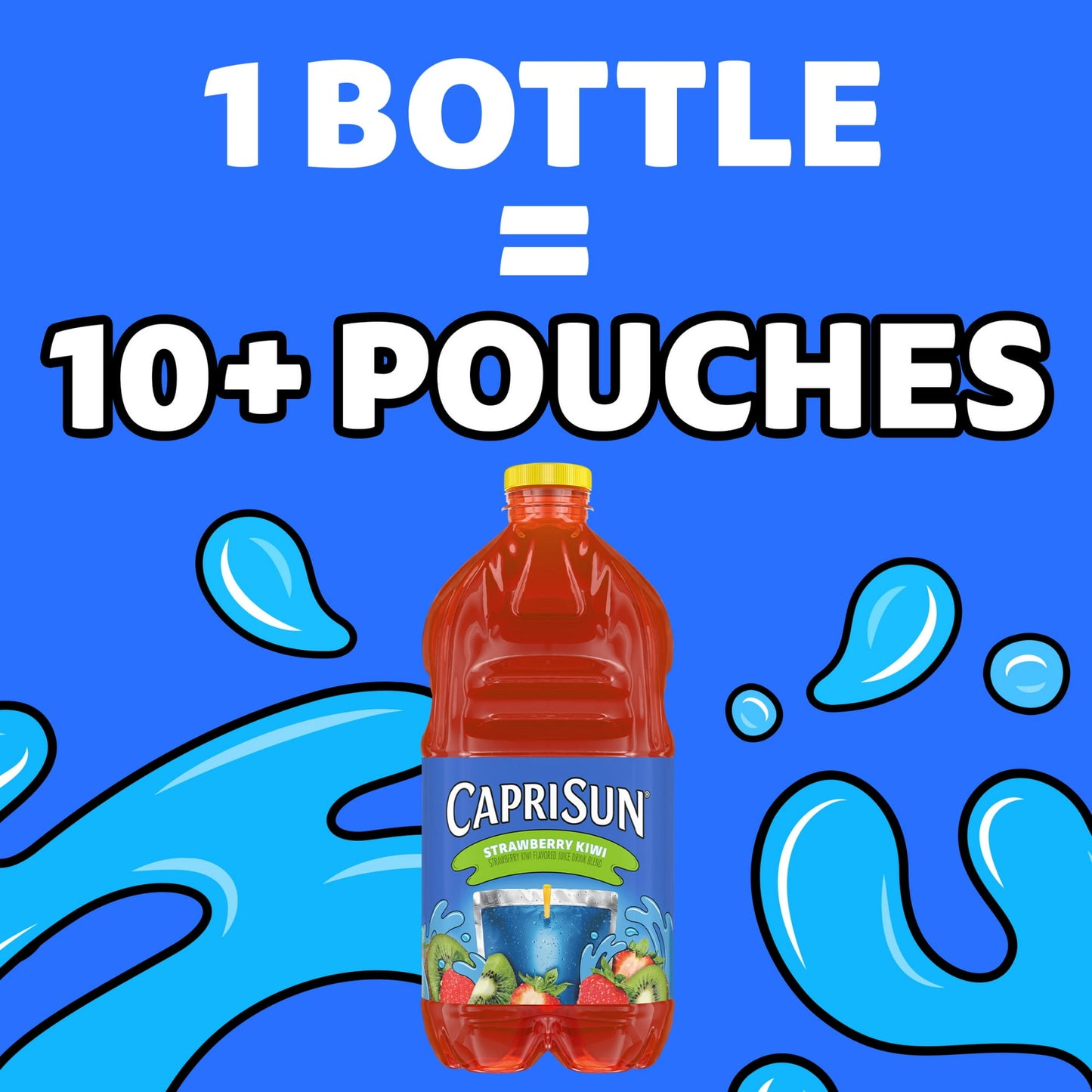 Capri Sun Strawberry Kiwi Flavored Juice Drink Blend, 64 oz Bottle, Pack of 4