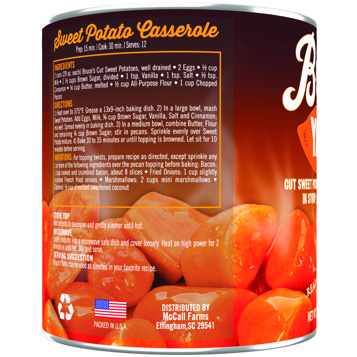 Bruce's Yams Cut Sweet Potatoes in Syrup, Canned Vegetables, 29 oz (Pack of 2)