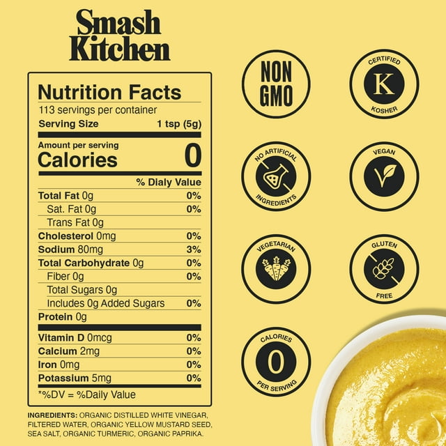 Smash Kitchen Organic Yellow Mustard, 20 oz Bottle