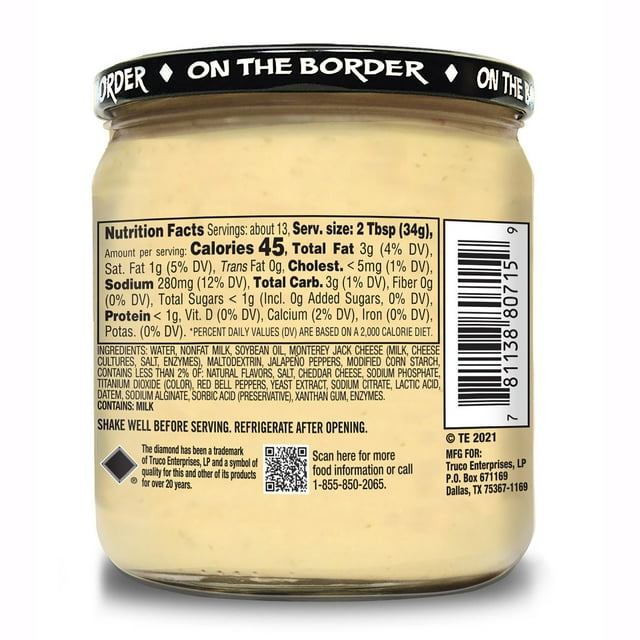 On The Border Monterey Jack Queso, 15.5oz (Pack of 2)