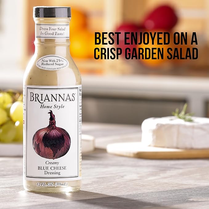 Briannas True Blue Cheese Home Style Dressing, 12 fl oz (Pack of 2)