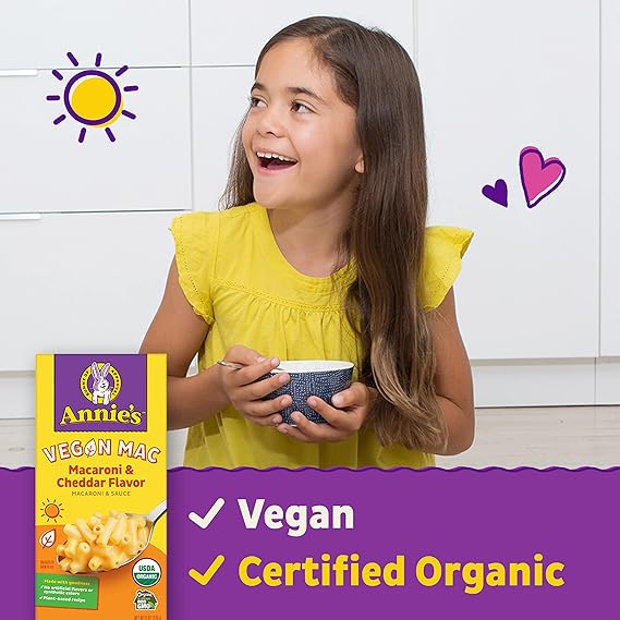 Annie's Vegan Mac and Cheddar Flavor Dinner with Organic Pasta, 6 OZ (Pack of 4)