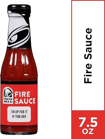 Taco Bell Fire Sauce Glass Bottle, 7.5 OZ (Pack of 3)