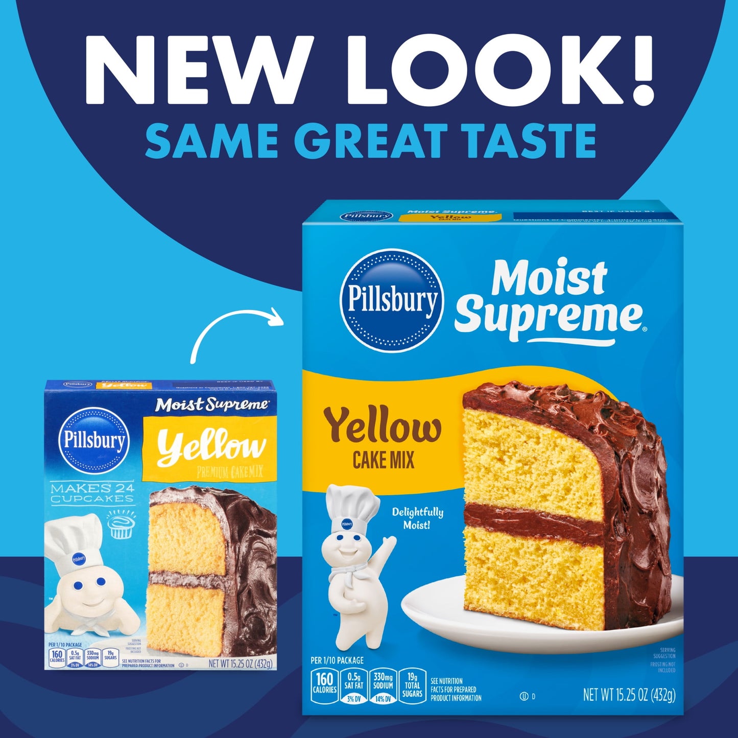 Pillsbury Moist Supreme Yellow Cake Mix, 15.25 oz Box, Pack of 2