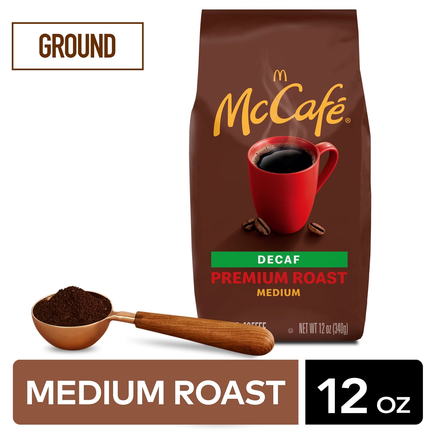 McCafe Premium Roast Decaf, Medium Roast, Ground Coffee, 12 oz, Pack of 2