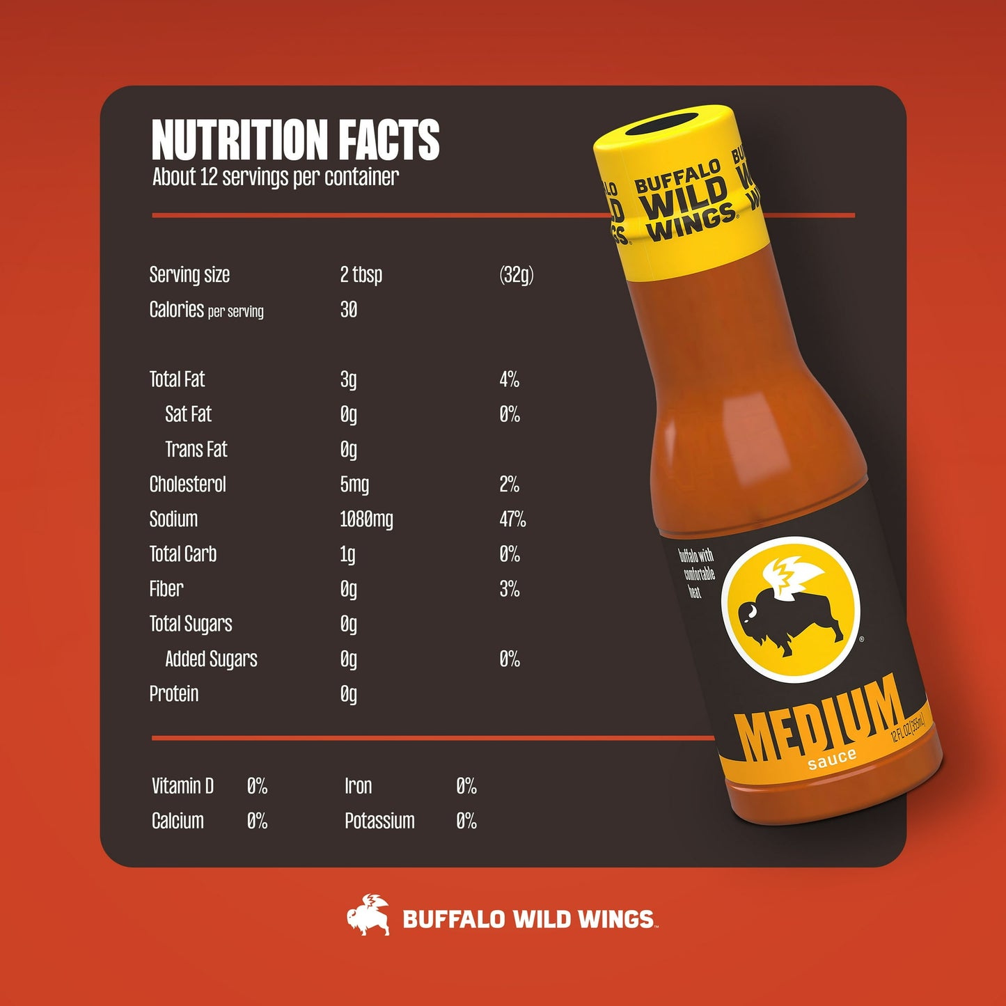 Buffalo Wild Wings Medium Buffalo Sauce, 20 fl. oz.- Pack of 2