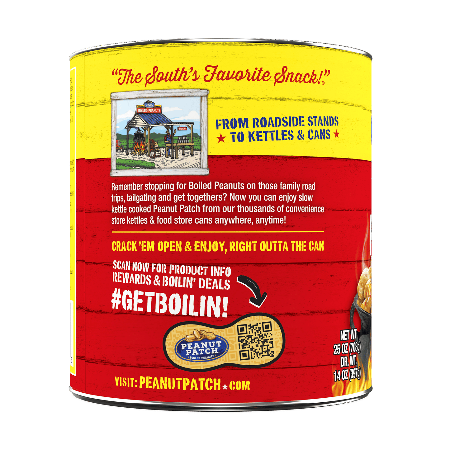 Peanut Patch Hot & Spicy Boiled Canned Peanuts, 25 oz Can (Pack of 2)