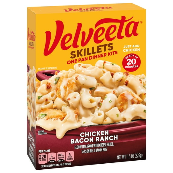 Velveeta Skillets Chicken Pasta Dinner Kit with Bacon & Ranch, 11.5 oz Box, Pack of 2